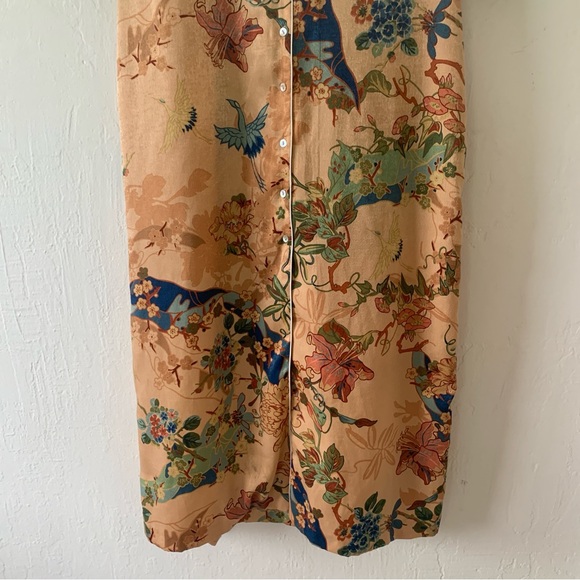 Zara Piped Floral Maxi Shirt Kimono Dress - Picture 10 of 16